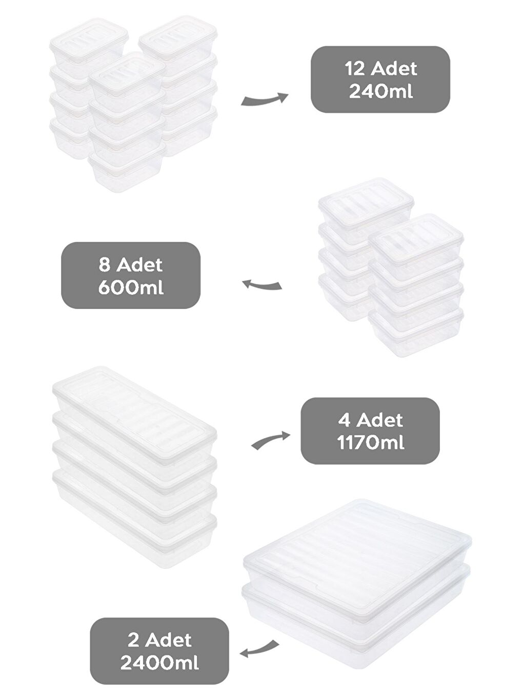 Renksiz 26 Parça Şeffaf Kapaklı Seti Organizer Düzenleyici Gıda Erzak Kabı-1