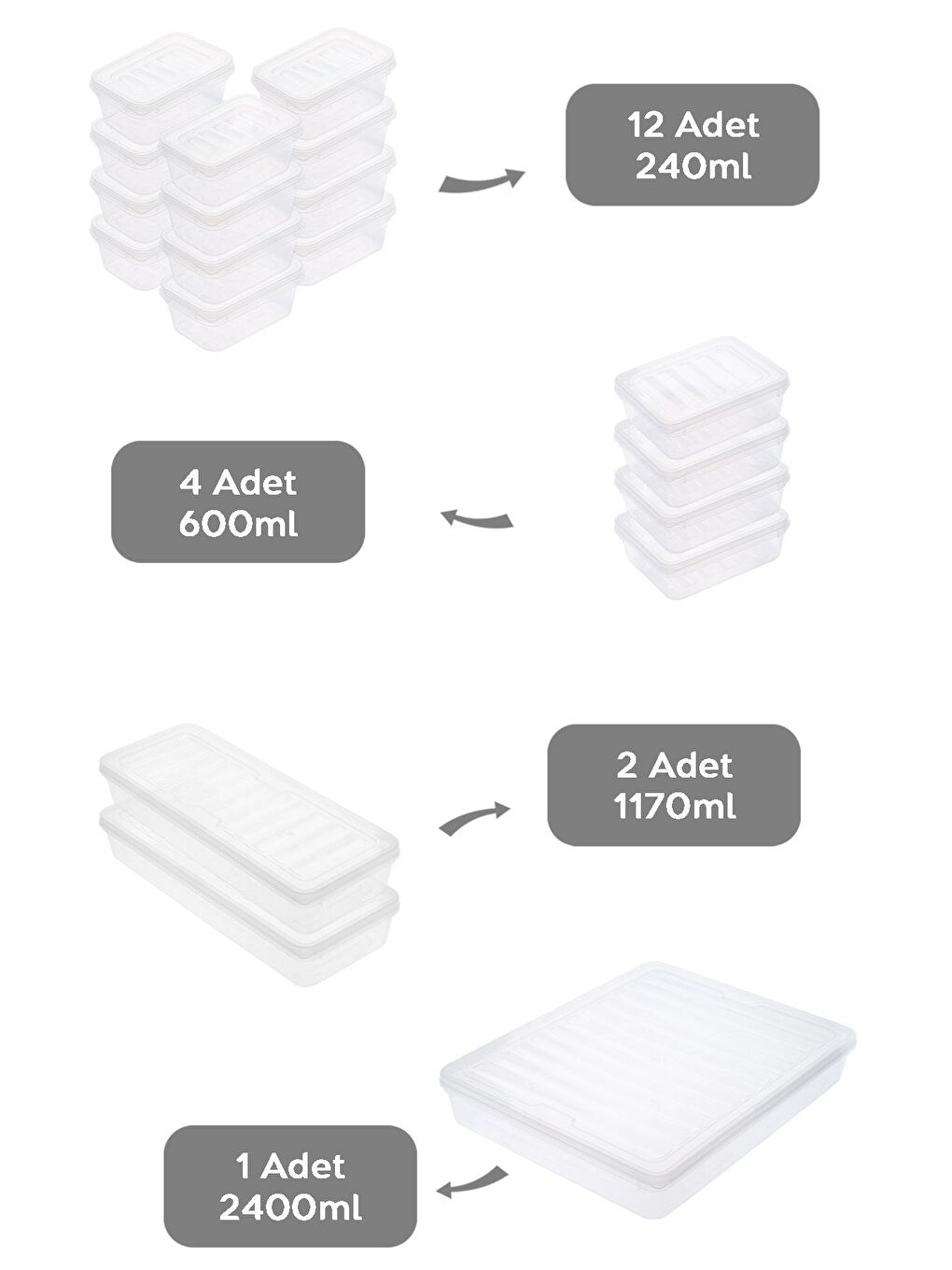 Renksiz 19 Parça Şeffaf Kapaklı Seti Organizer Düzenleyici Gıda Erzak Kabı-1