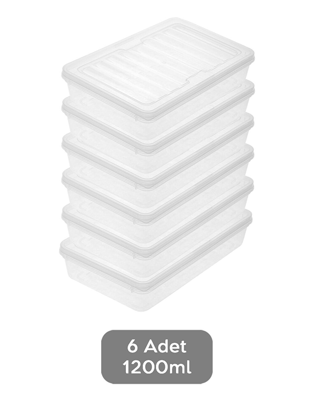 Renksiz 6'lı Şeffaf Kapaklı Organizer Düzenleyici Gıda Erzak Kabı 6x1200 ml-1