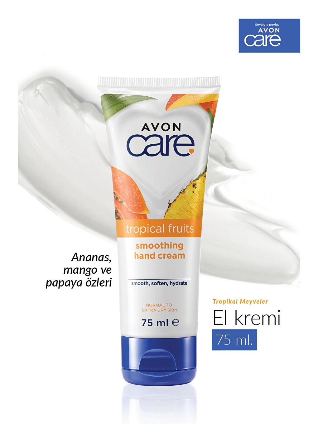 AVON Renksiz Care Tropical Fruits Ananas, Mango ve Papaya Özlü El Kremi 75 Ml. İkili Set - 2