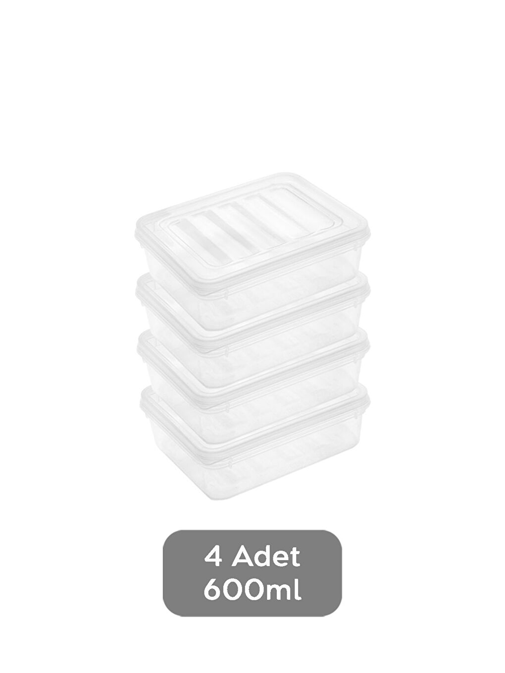 Renksiz 4'lü Şeffaf Kapaklı Organizer Düzenleyici Gıda Erzak Kabı 4x600 ml-1