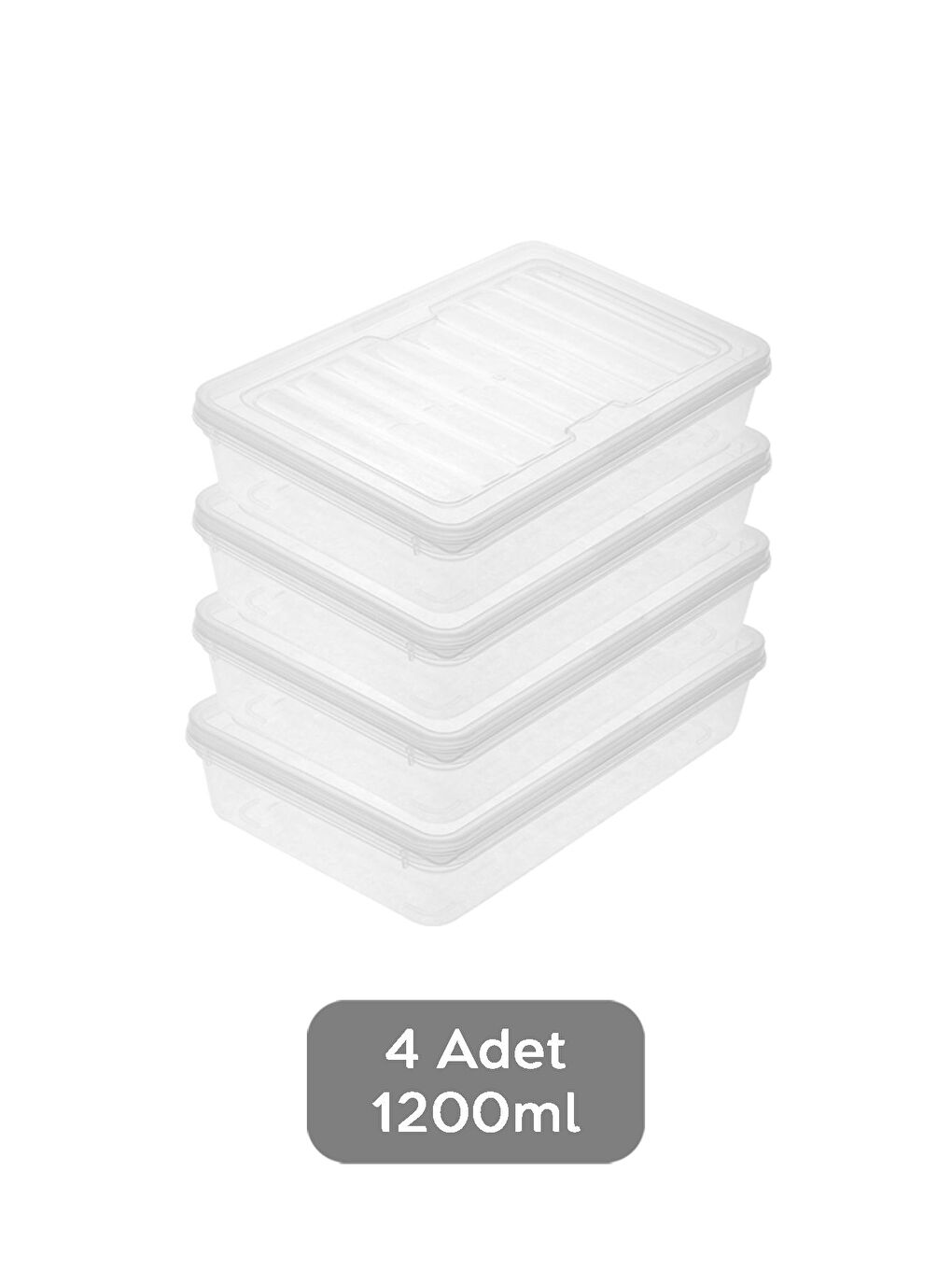 Renksiz 4'lü Şeffaf Kapaklı Organizer Düzenleyici Gıda Erzak Kabı 4x1200 ml-1