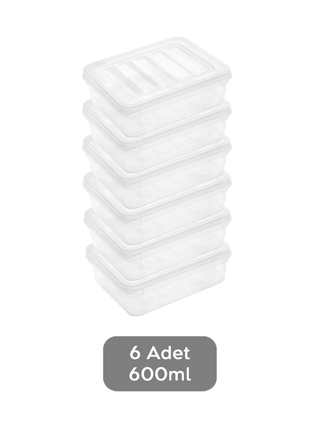 Renksiz 6'lı Şeffaf Kapaklı Organizer Düzenleyici Gıda Erzak Kabı 6x600 ml-1