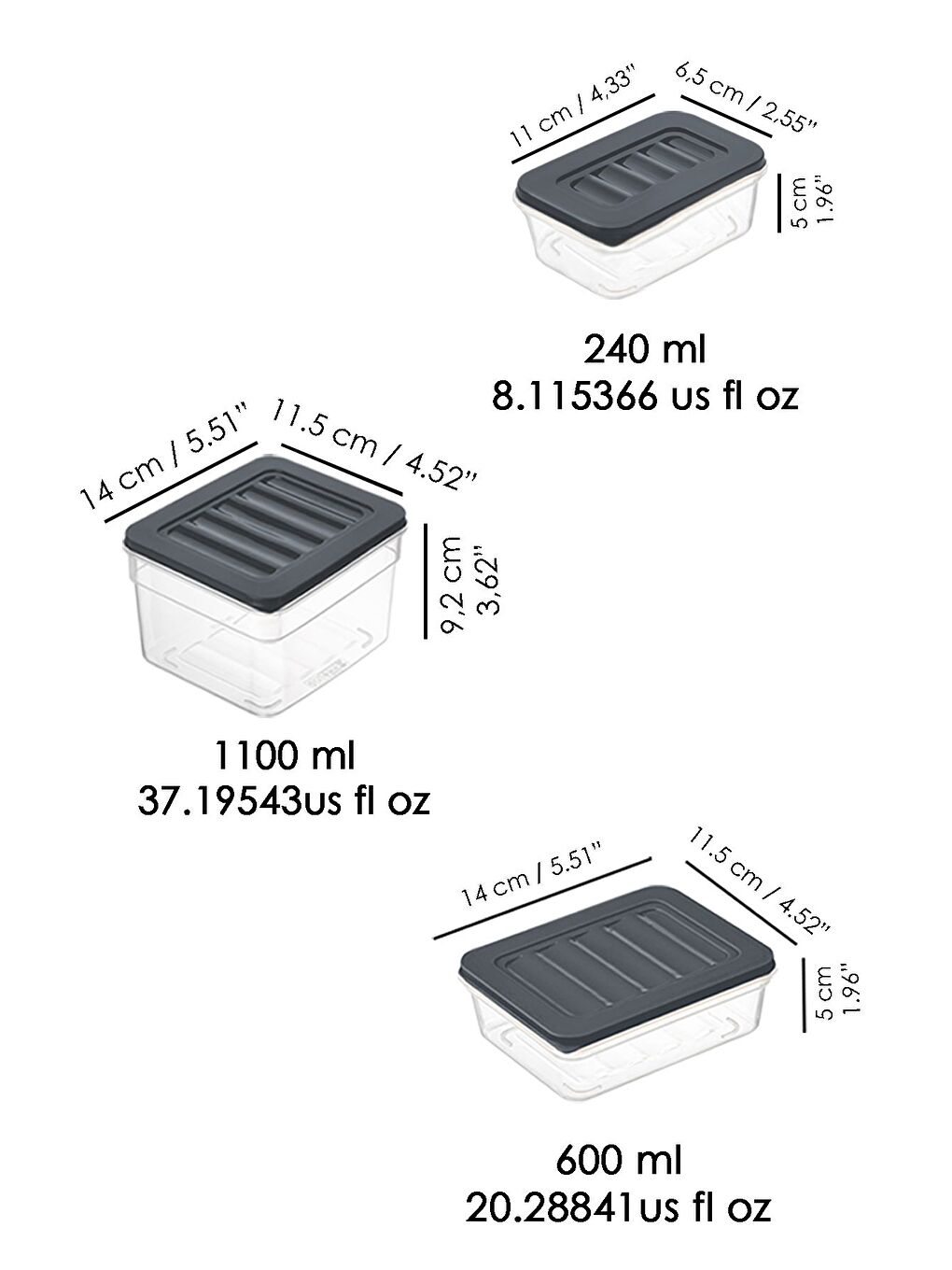 12'li Buzdolabı Organizer Set Düzenleyici Saklama Kabı Derin ve Sığ Mikrodalga Difriz Kabı Antrasit-3
