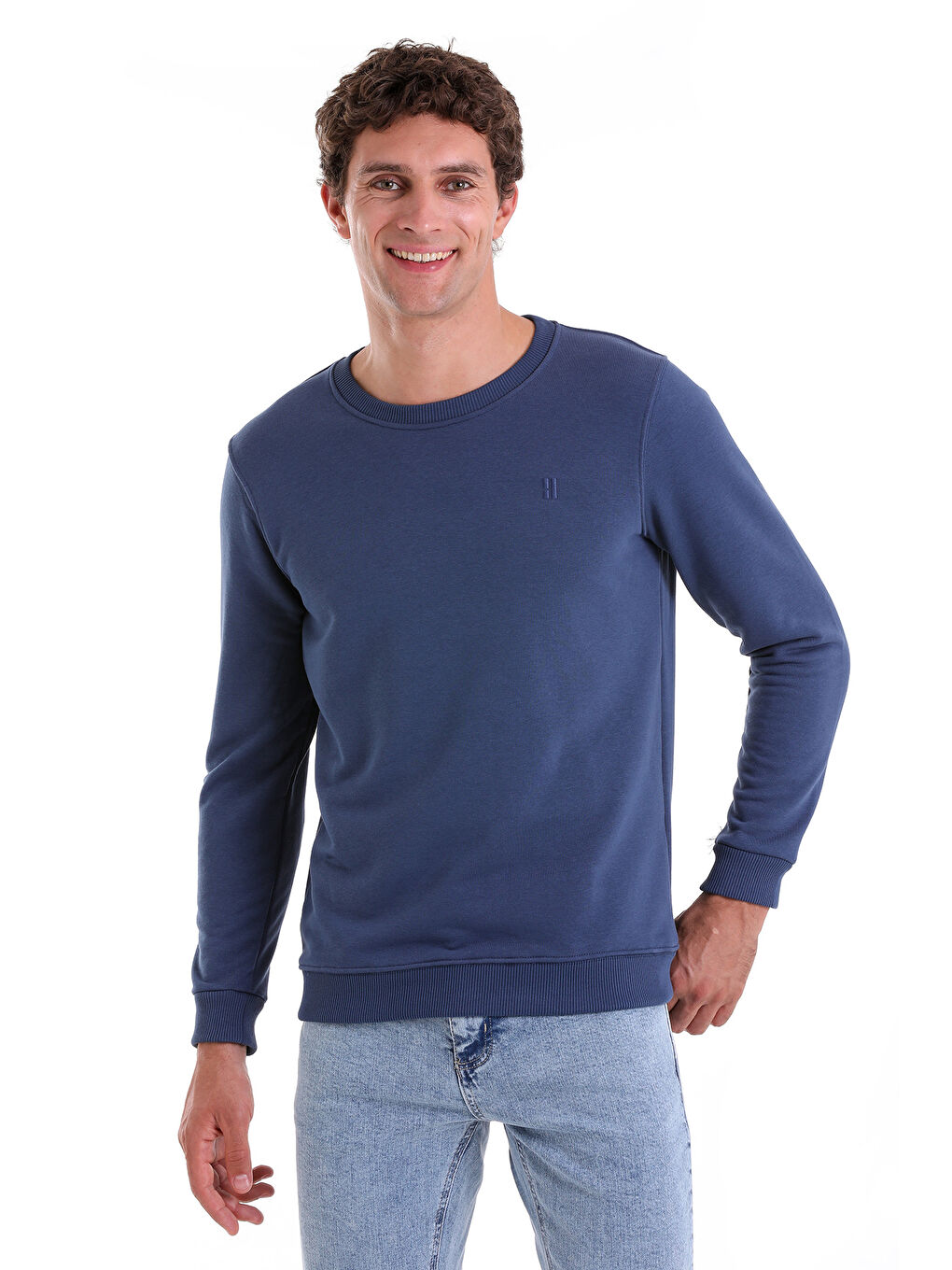 Hatemoğlu İndigo indigo Regular Fit Düz Pamuklu Bisiklet Yaka Sweatshirt