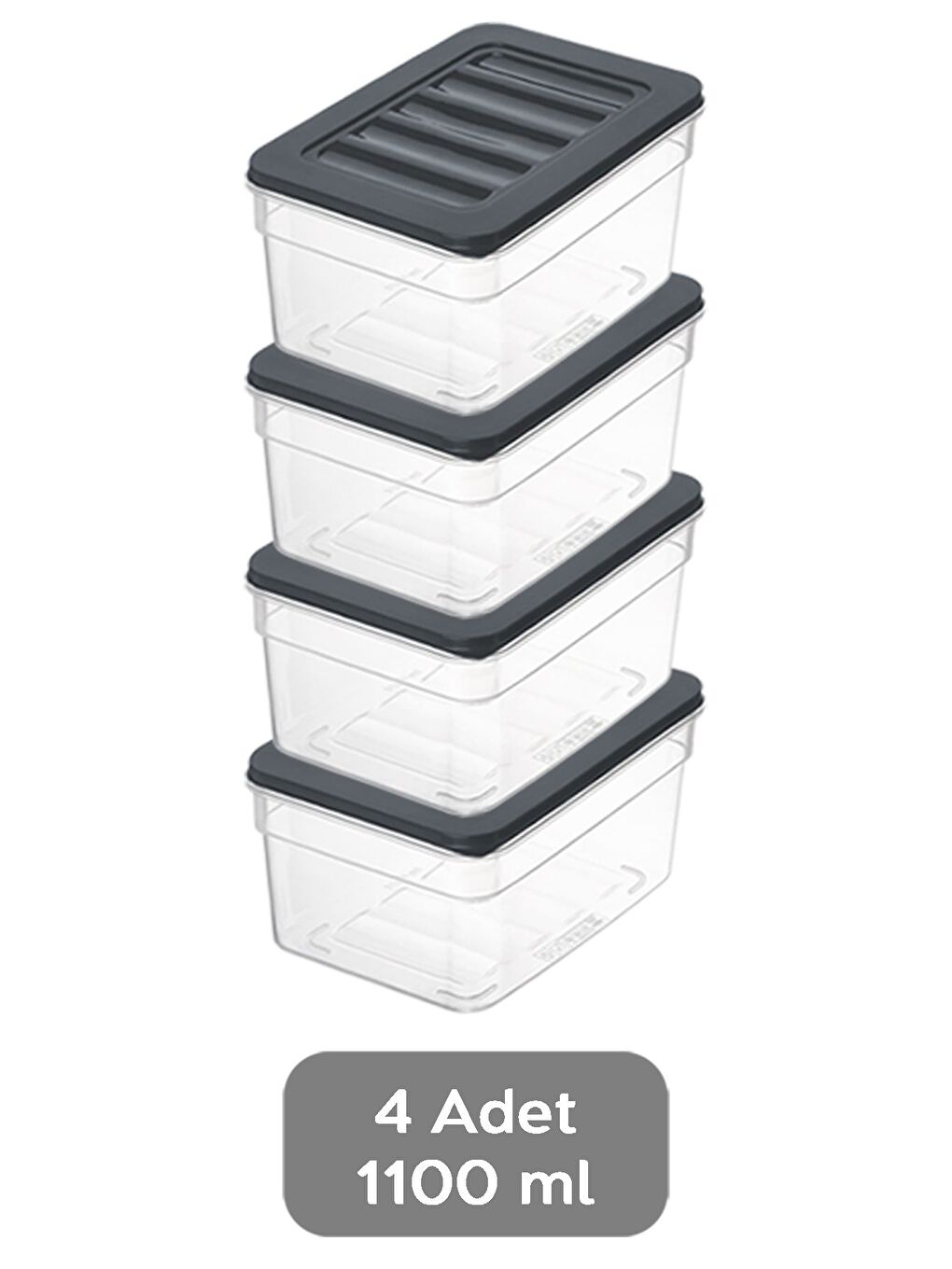 4'lü Derin Buzdolabı Organizer Set 1100 ml Antrasit-1