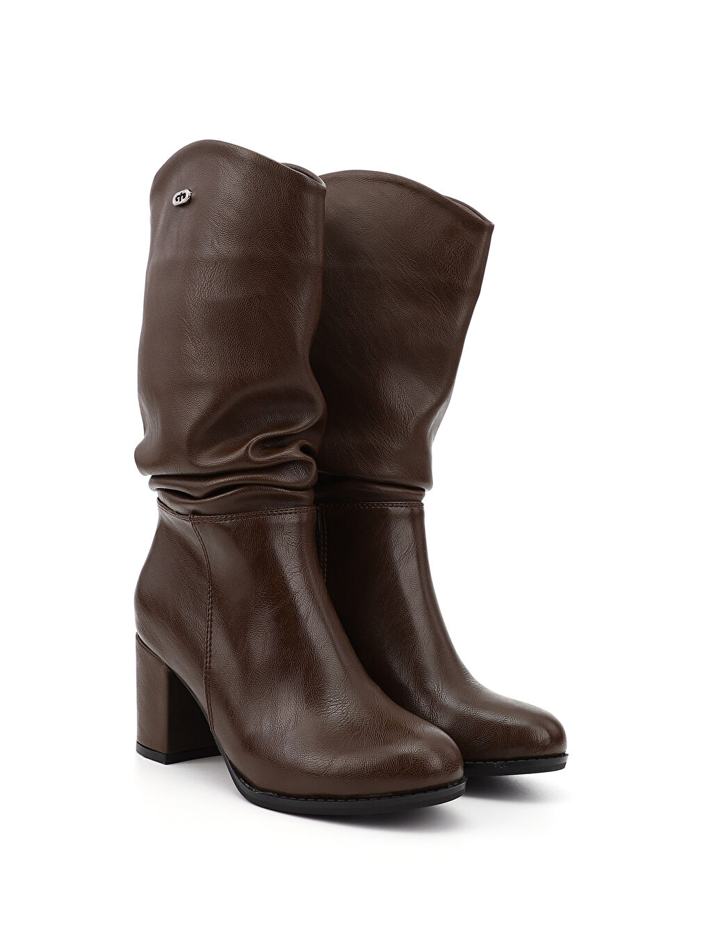 Kahverengi Kadın ÇİKOLATA KAHVE Yuvarlak Burun Körüklü Kalın Topuklu Çizme-1