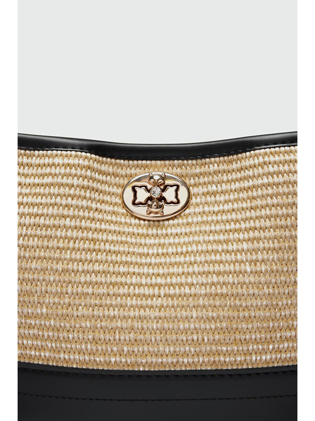 Urban Hasır Görünümlü Kilitli Omuz Çanta Siyah-3