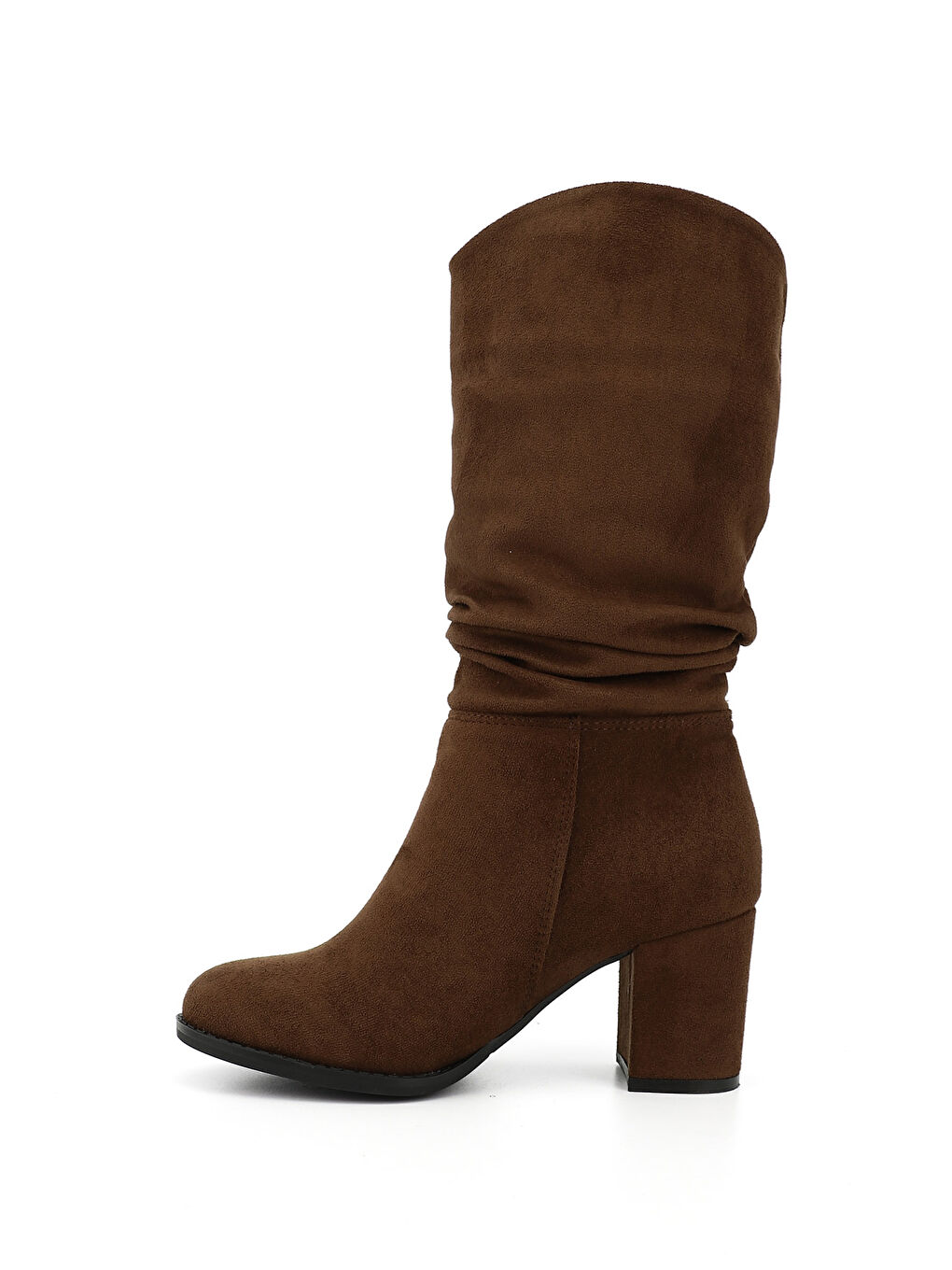 Kahverengi Kadın AÇIK KAHVERENGİ Yuvarlak Burun Körüklü Kalın Topuklu Çizme-2