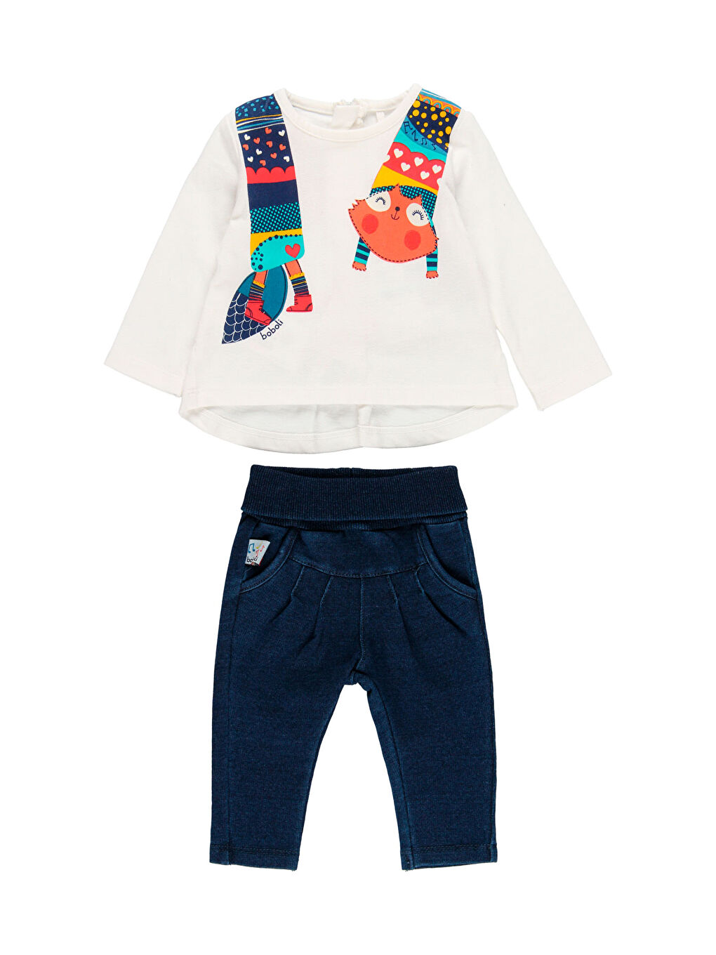 Boboli Kız Bebek Sweatshirt Pantolon Set Beyaz