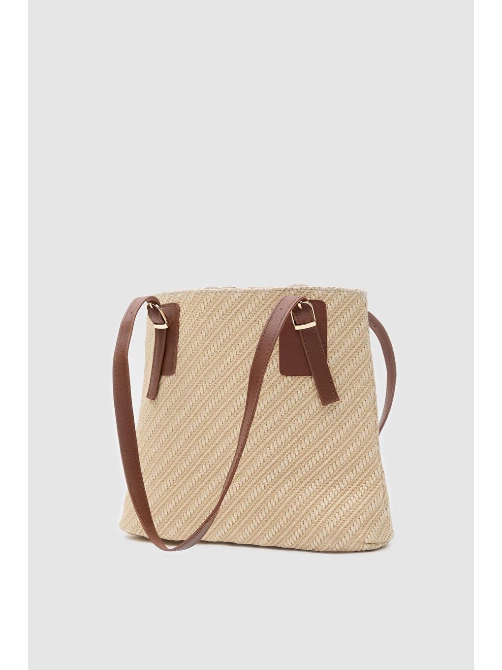 Kahverengi Valenne Hasır Omuz Çanta Taba-4