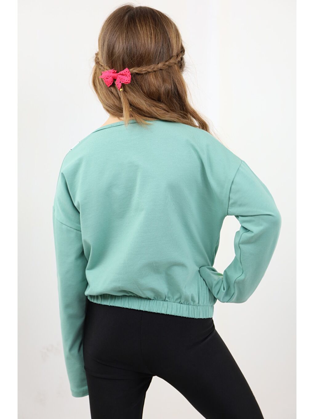 Yeşil Kız Çocuk Baskılı Tişört-1