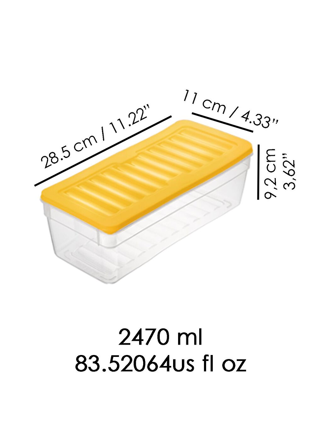 4'lü Derin Buzdolabı Organizer Set 2470 ml Sarı-2