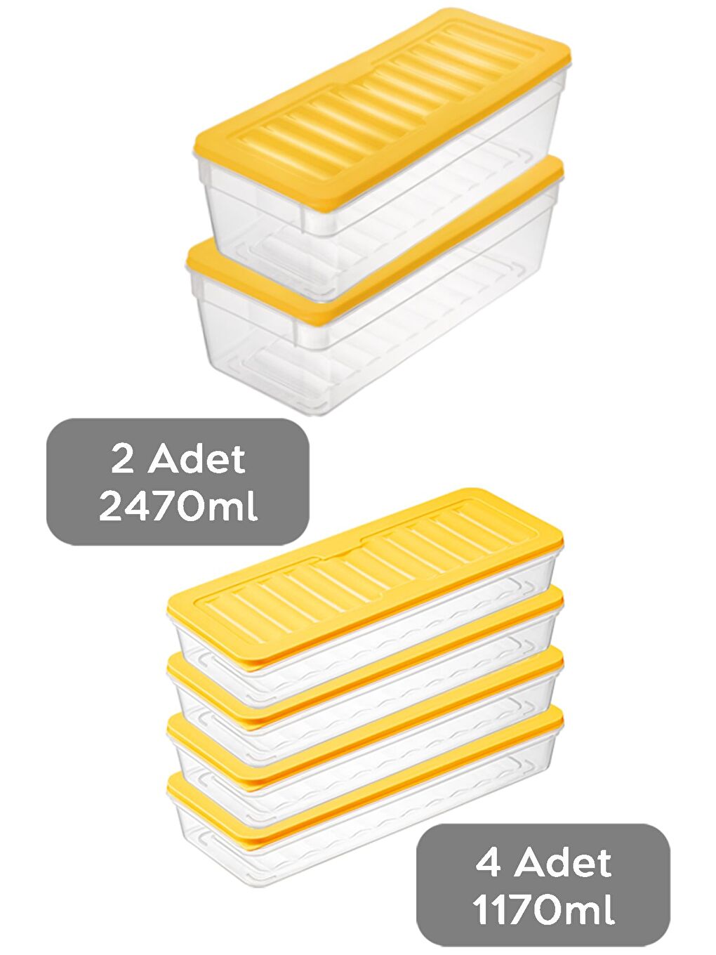 6'lı Mikrodalga Uyu mlu Organizer Set Düzenleyici Gıda Erzak Saklama Kabı Derin ve Sığ L Sarı-1