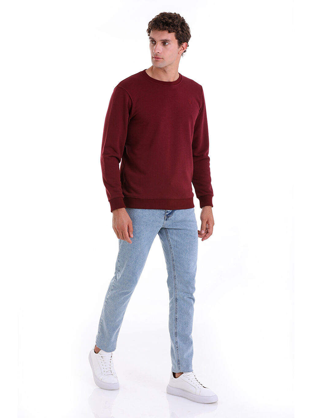 Hatemoğlu Bordo Regular Fit Düz Pamuklu Bisiklet Yaka Sweatshirt - 1