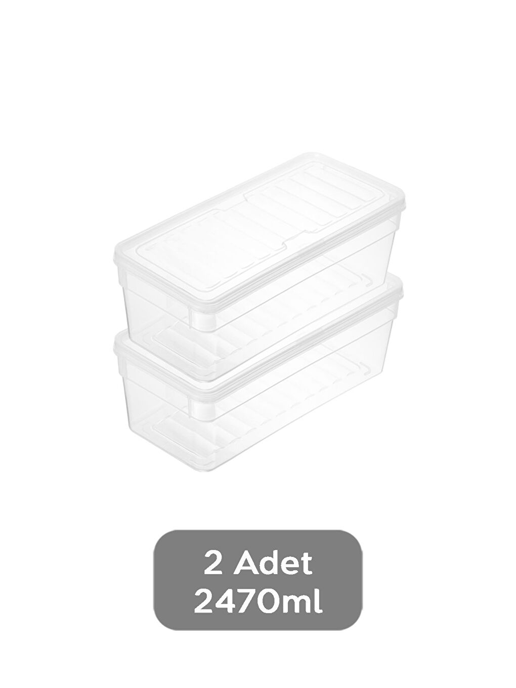 Renksiz 2'li Derin Mikrodalga Uyu mlu Erzak Gıda Saklama Kabı Şeffaf Kapak Düzenleyici Organizer Set 2470 ml-1