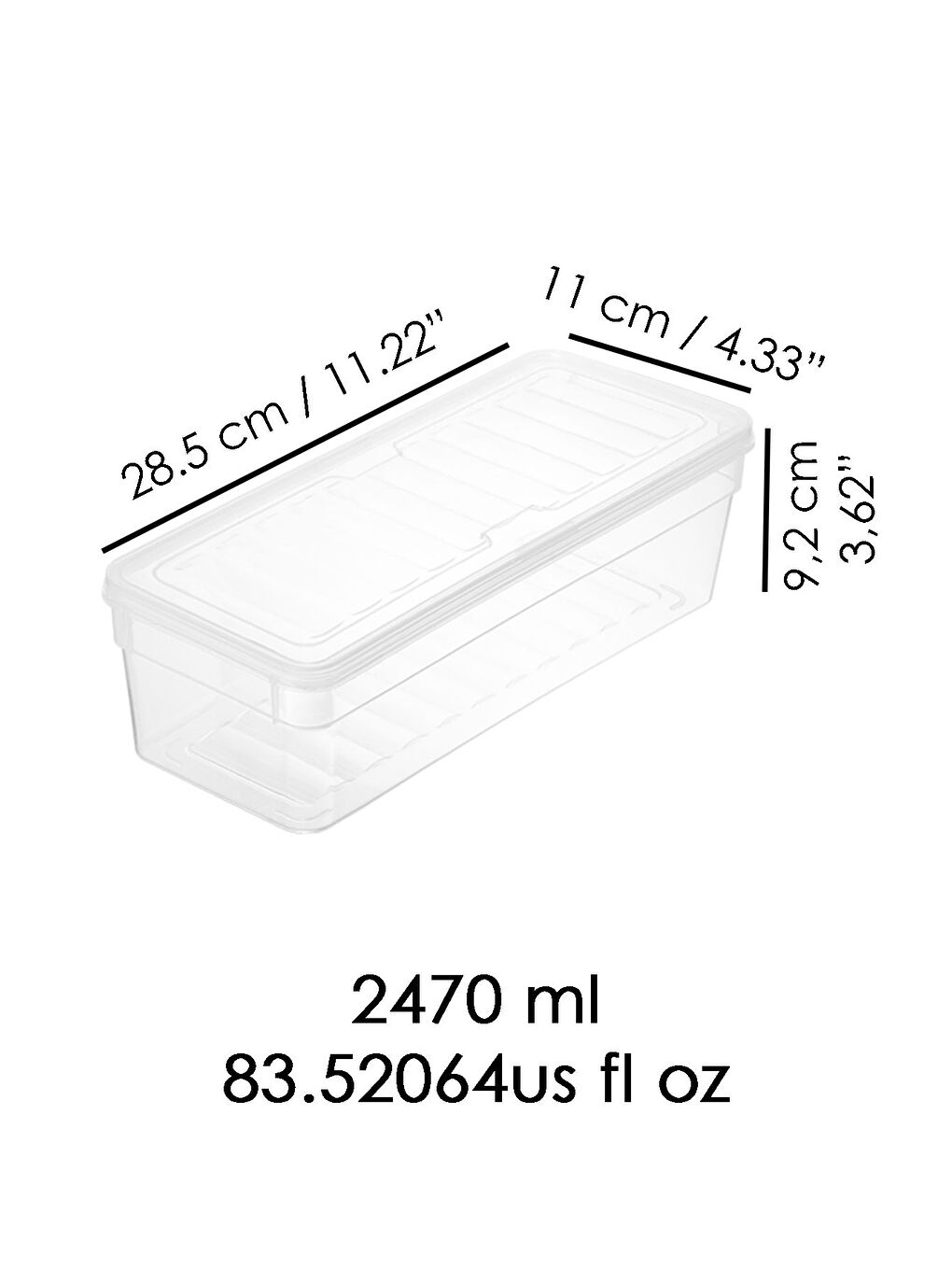 Renksiz 2'li Derin Mikrodalga Uyu mlu Erzak Gıda Saklama Kabı Şeffaf Kapak Düzenleyici Organizer Set 2470 ml-5