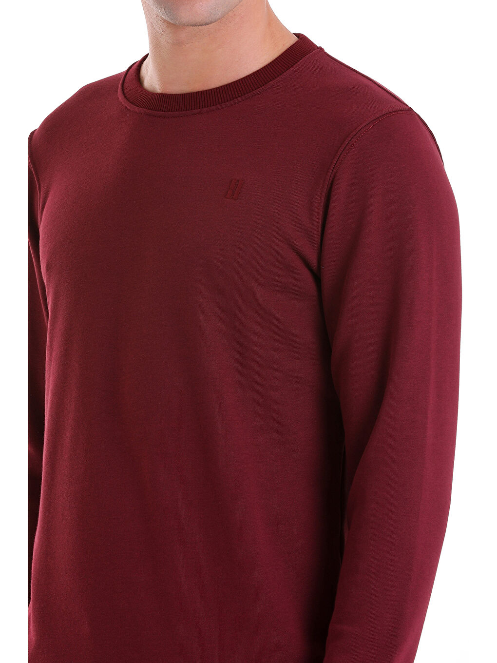 Hatemoğlu Bordo Regular Fit Düz Pamuklu Bisiklet Yaka Sweatshirt - 4