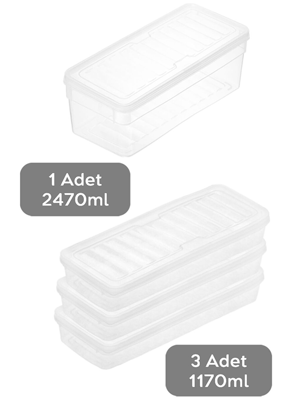 Renksiz 4'lü Derin ve Sığ Seti Şeffaf Kapaklı Düzenleyici Organizer L-1