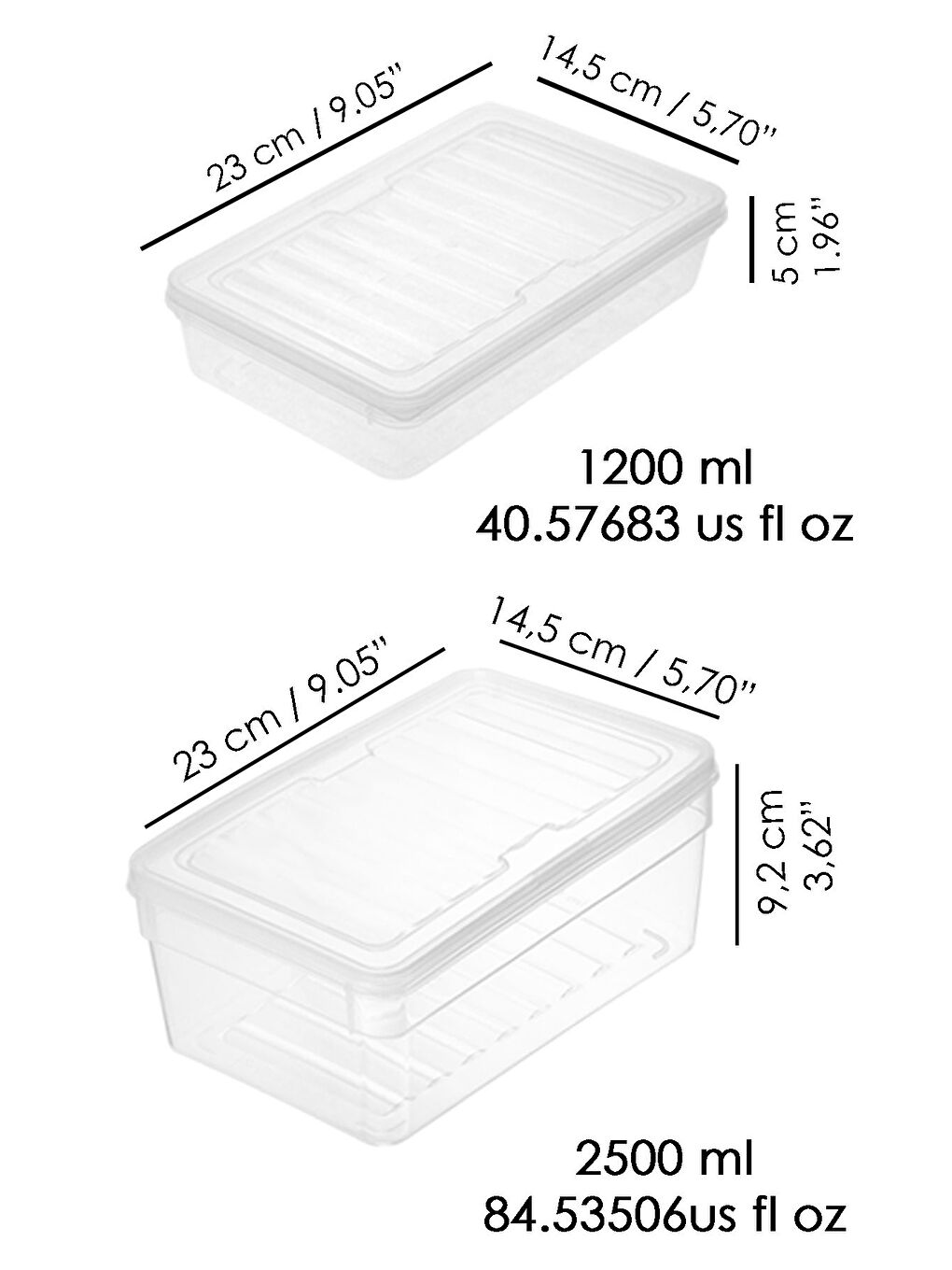 Renksiz 4'lü Derin ve Sığ Seti Şeffaf Kapak Mutfak Organizer Düzenleyici M-2