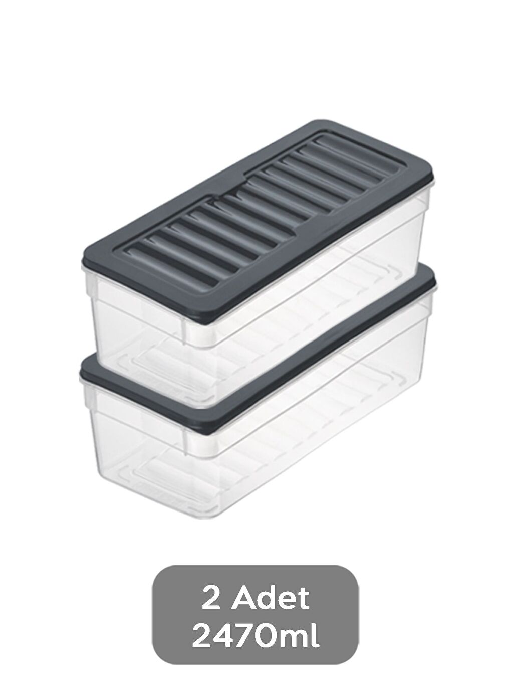 2'li Derin Buzdolabı Organizer Set 2470 ml Antrasit-1