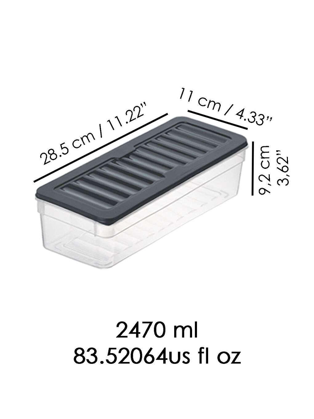 2'li Derin Buzdolabı Organizer Set 2470 ml Antrasit-2