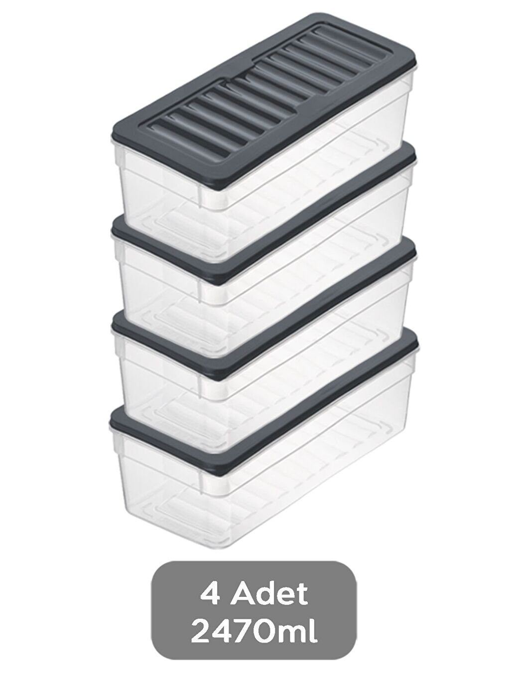 4'lü Derin Buzdolabı Organizer Set 2470 ml Antrasit-1