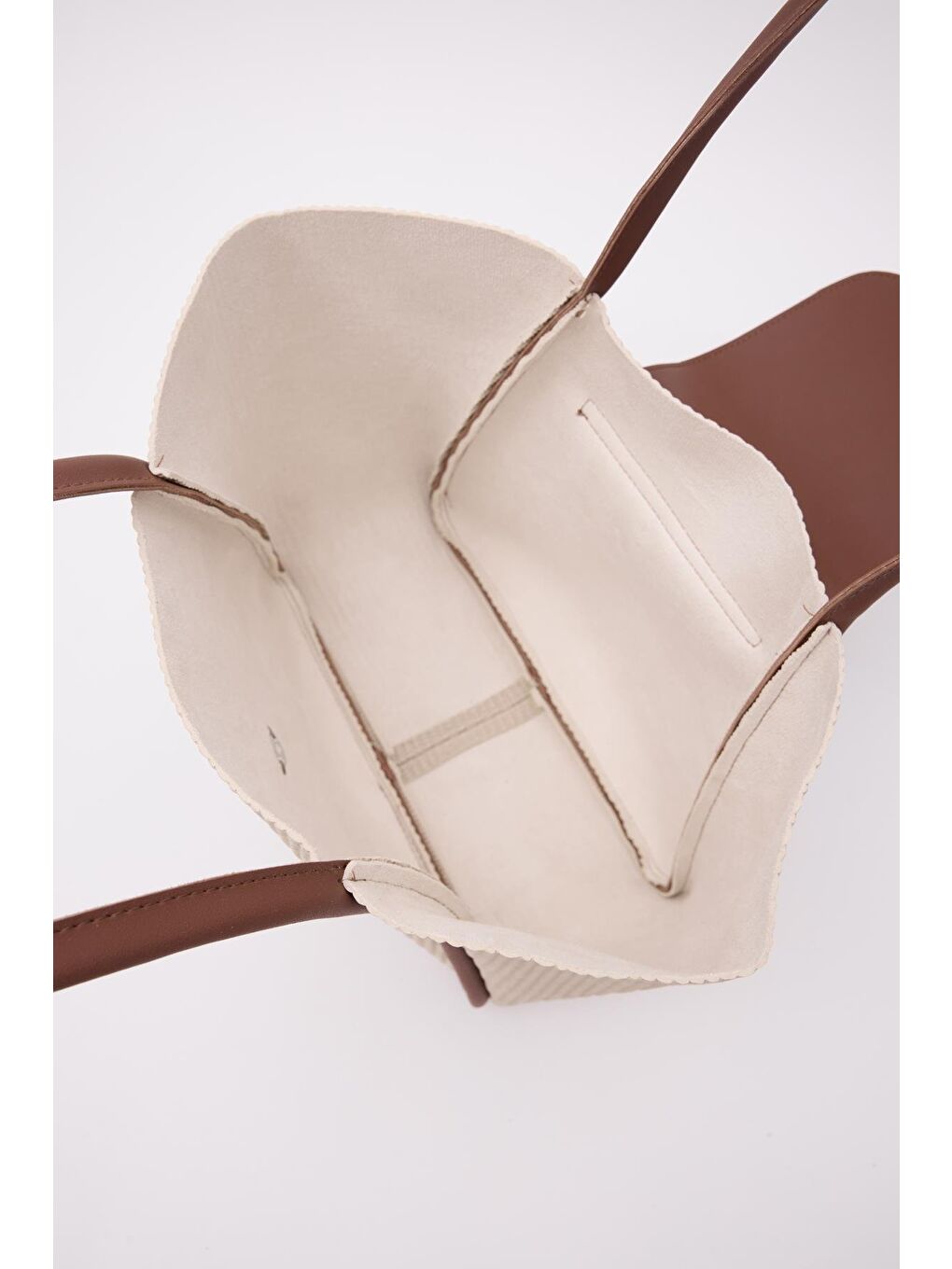 Ekru Petre Hasır Omuz Çantası Krem-6