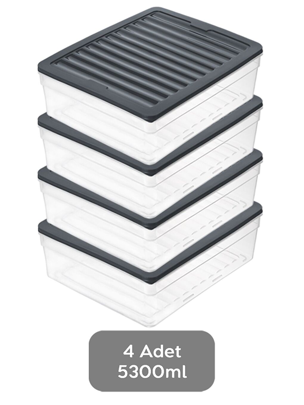 4'lü Derin Buzdolabı Organizer Set 5300 ml Antrasit-1