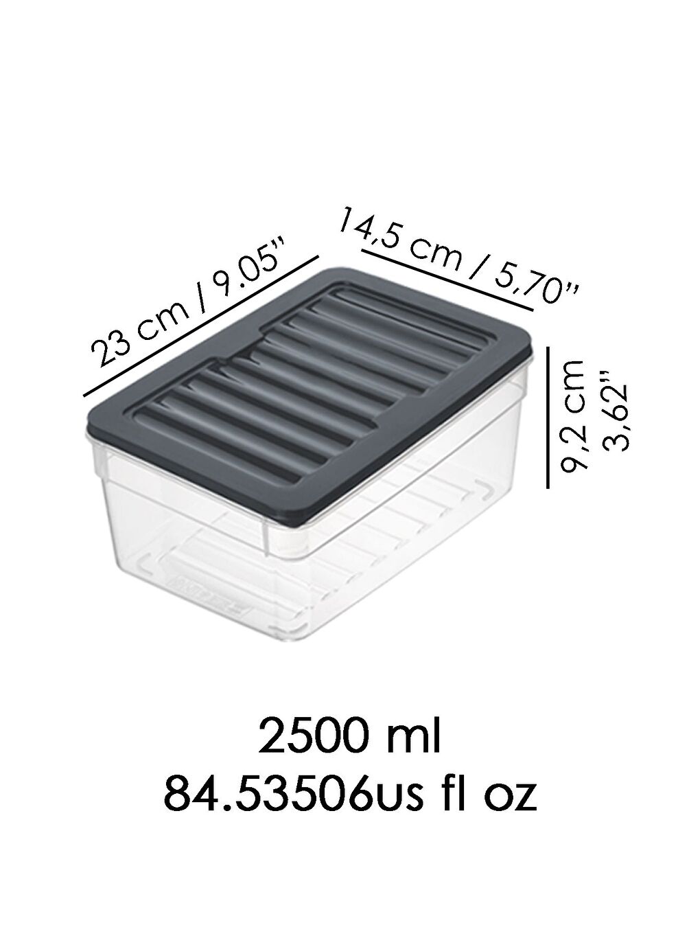 2'li Derin Buzdolabı Organizer Set 2500 ml Antrasit-2