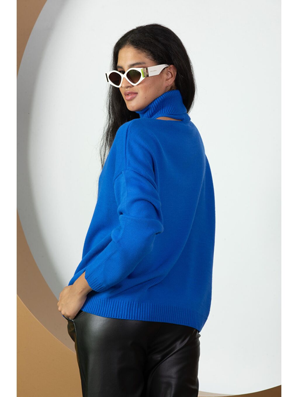 Mavi Kadın Balıkçı Yaka Triko Kazak-3