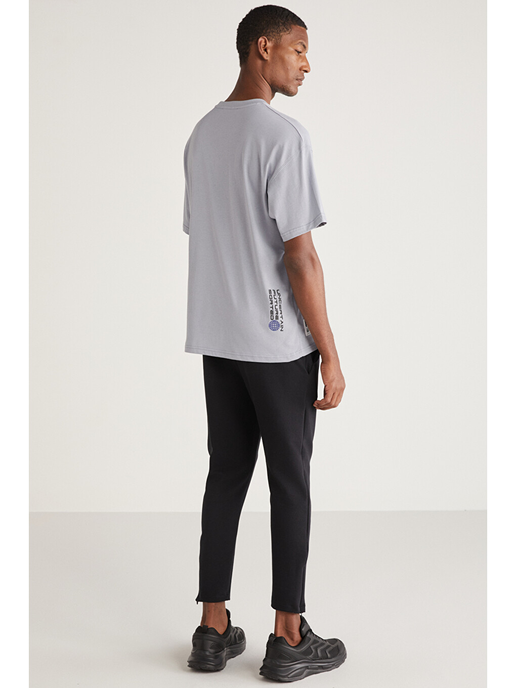 Crıspın Erkek Bisiklet Yaka %100 Pamuk Baskı Detaylı Açık Gri T-shirt-6