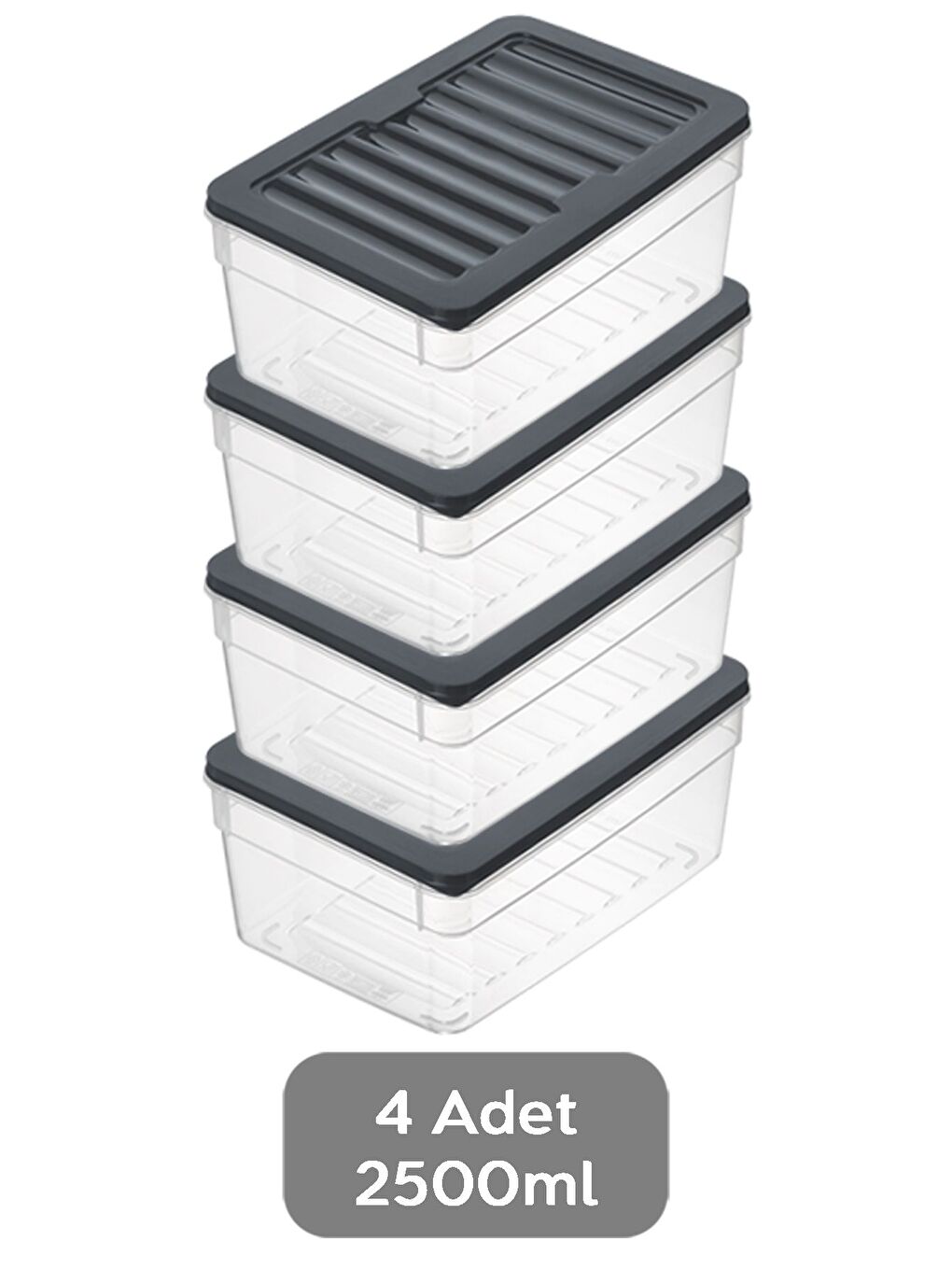 4'lü Derin Buzdolabı Organizer Set 2500 ml Antrasit-1