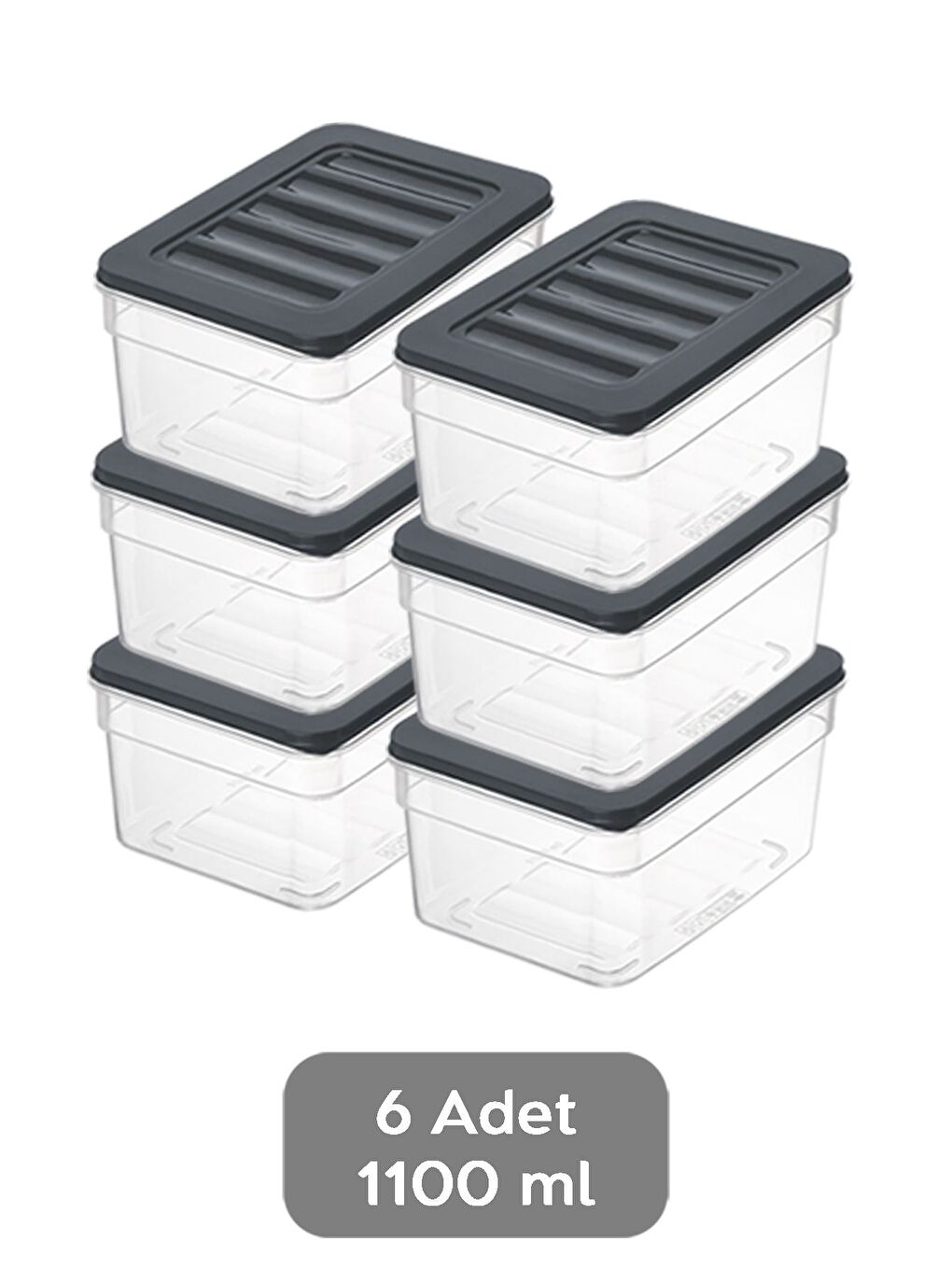 6'lı Derin Buzdolabı Organizer Set 1100 ml Antrasit-1