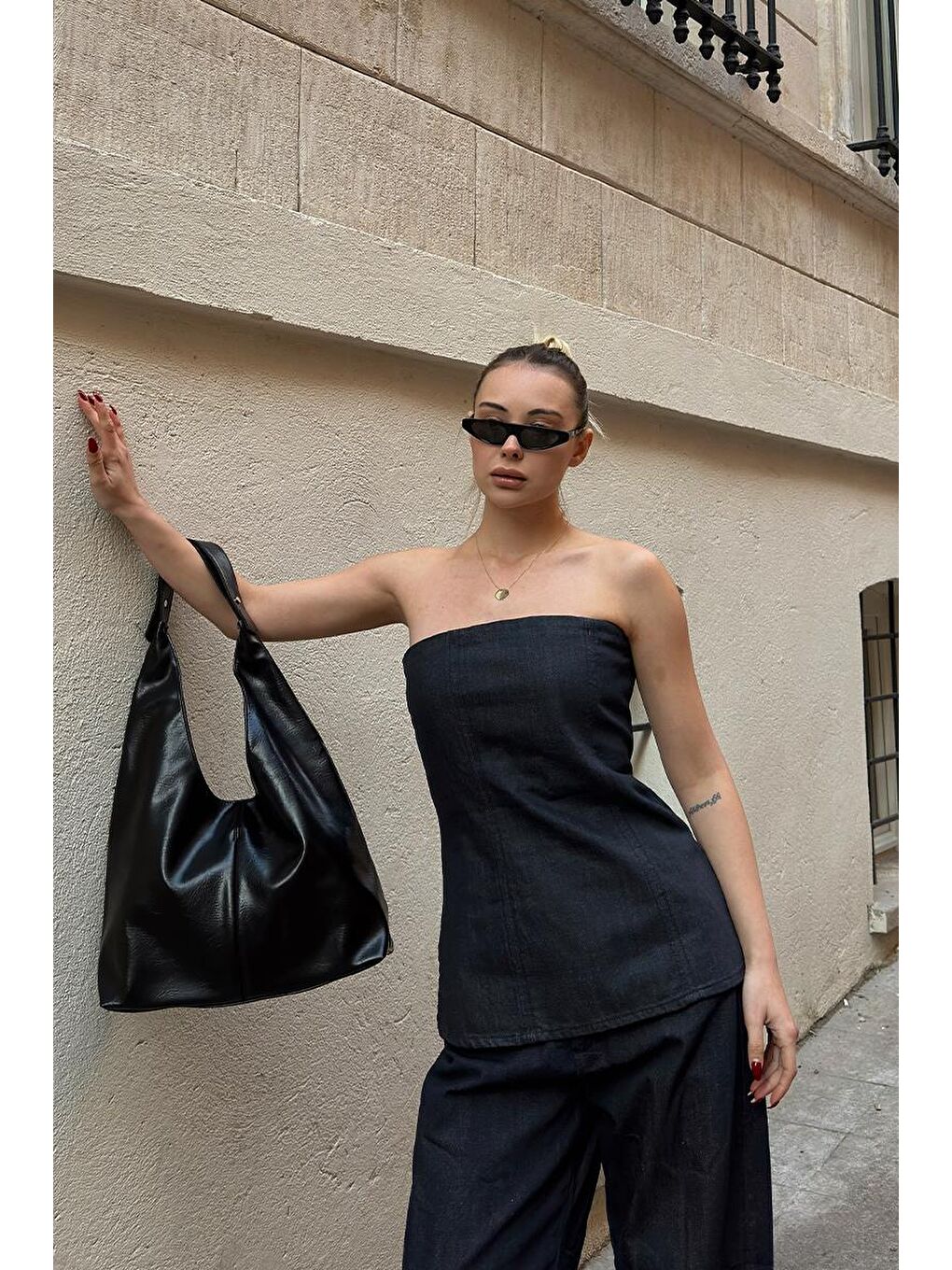 Zaura Salaş Omuz Çantası Siyah-5