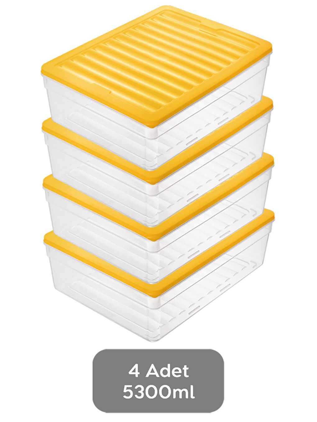 4'lü Derin Buzdolabı Organizer Set 5300 ml Sarı-1