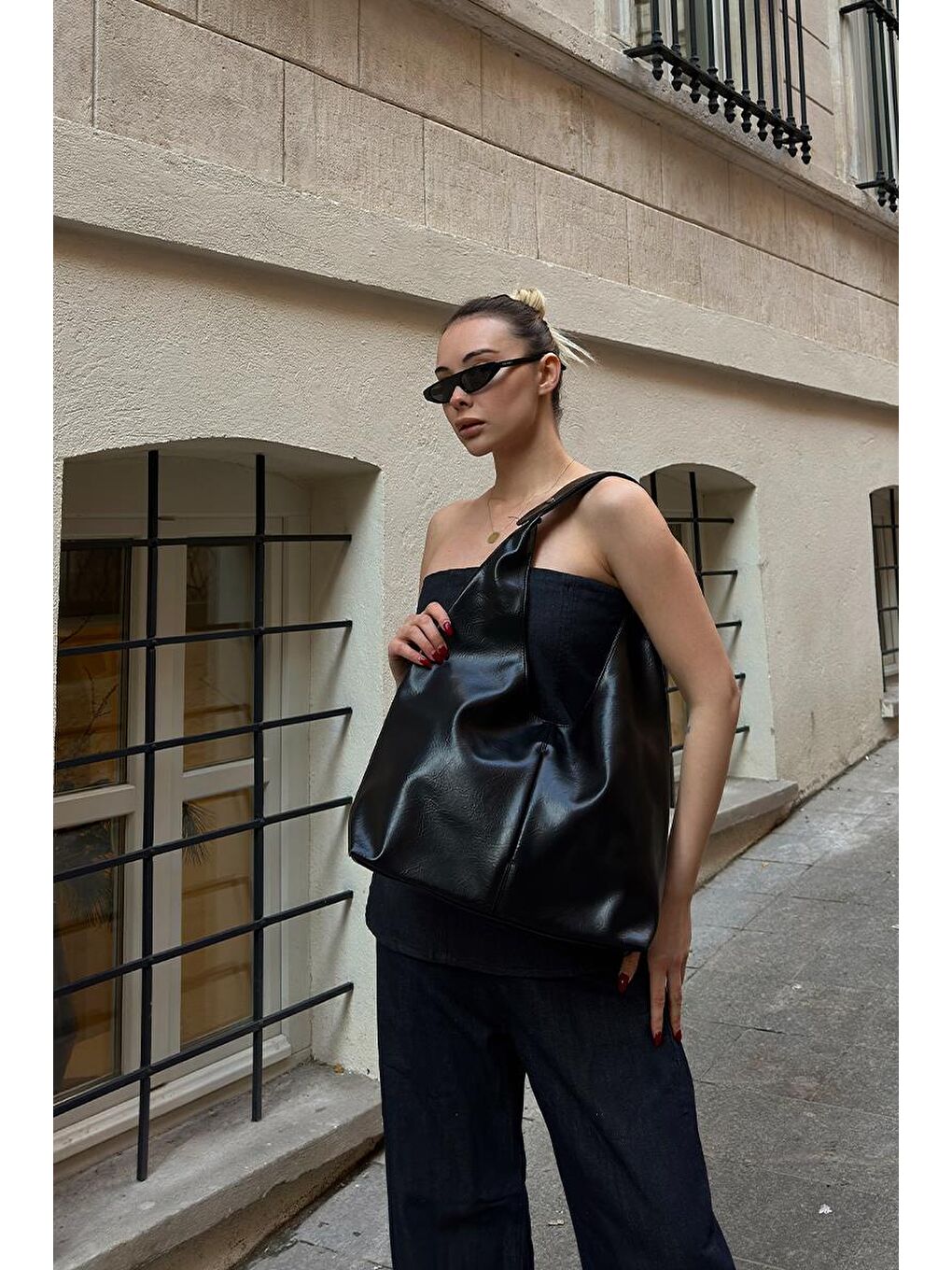 Zaura Salaş Omuz Çantası Siyah-7