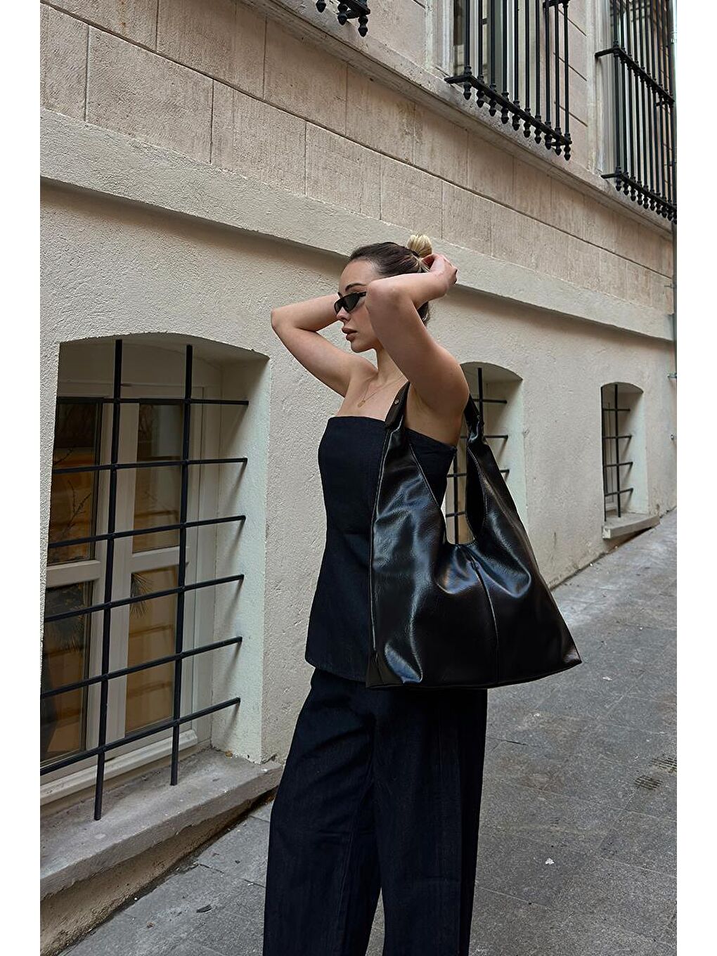 Zaura Salaş Omuz Çantası Siyah-8