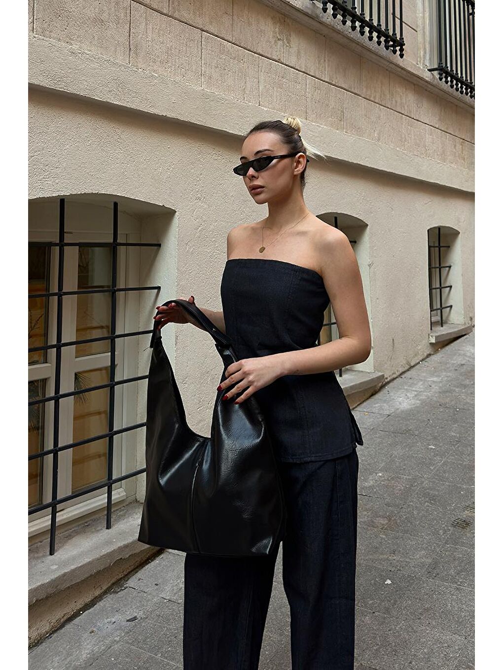 Zaura Salaş Omuz Çantası Siyah-10