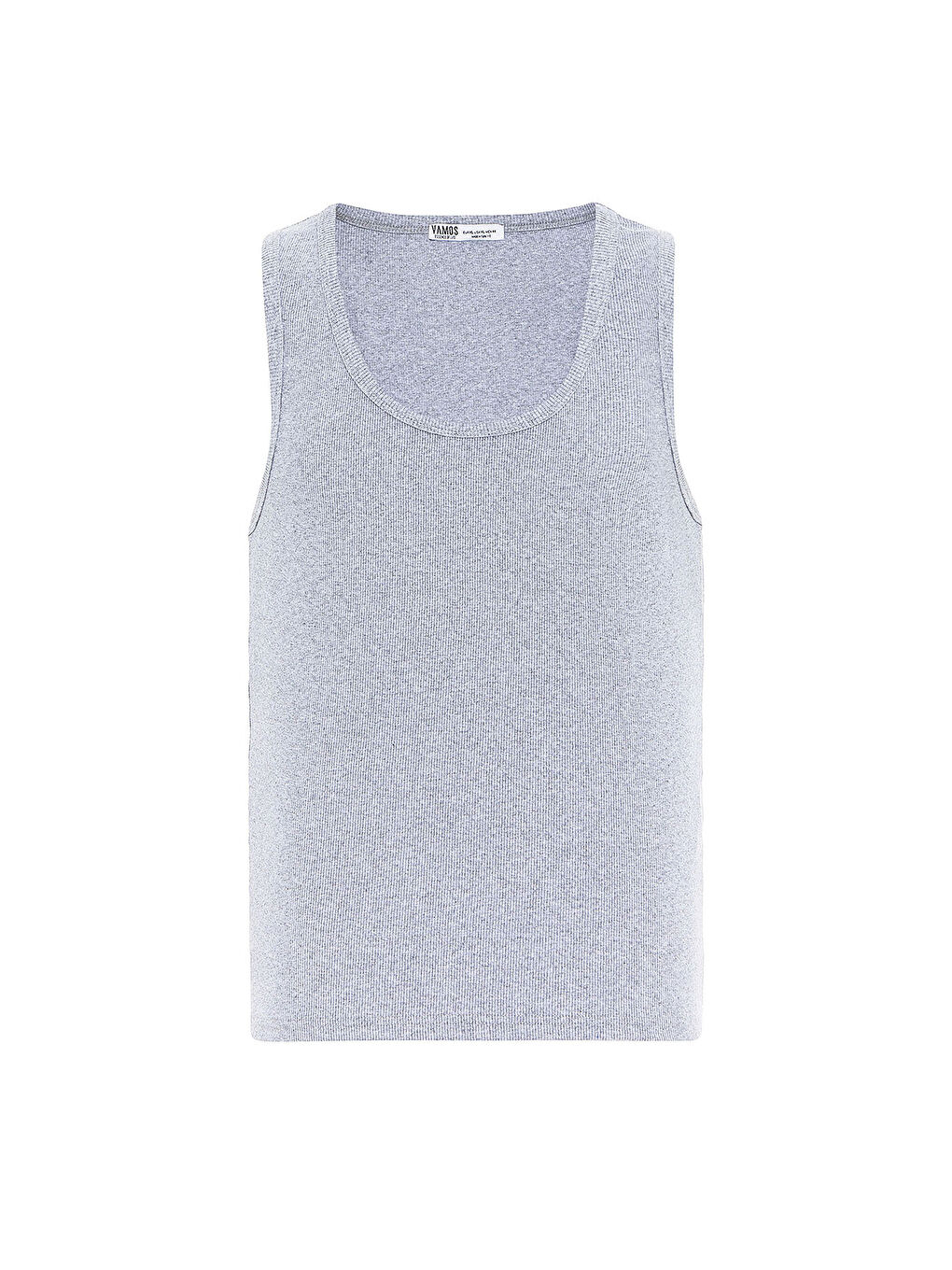 VAMOSCLO Gri Melanj Basıc Tank Top Kaşkorse Atlet Gri Melanj