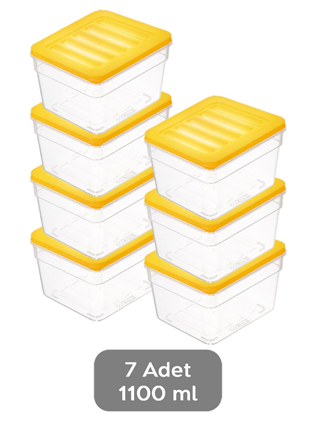 7 li Derin Mikrodalga Uyu mlu Organizer Set Düzenleyici Gıda Erzak Saklama Kabı 1100 ml Sarı-1