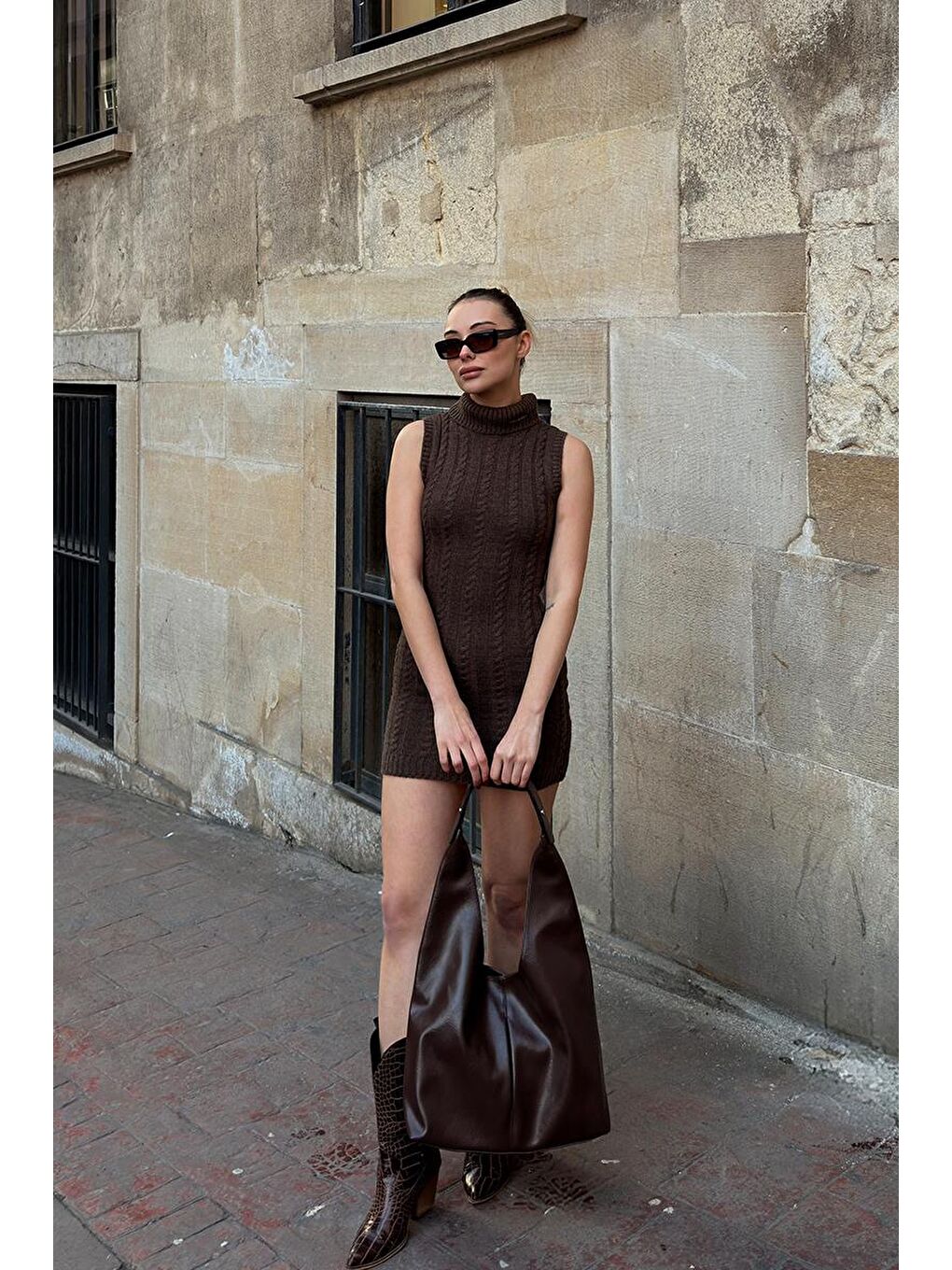 Kahverengi Zaura Salaş Omuz Çantası Acı Kahve-6