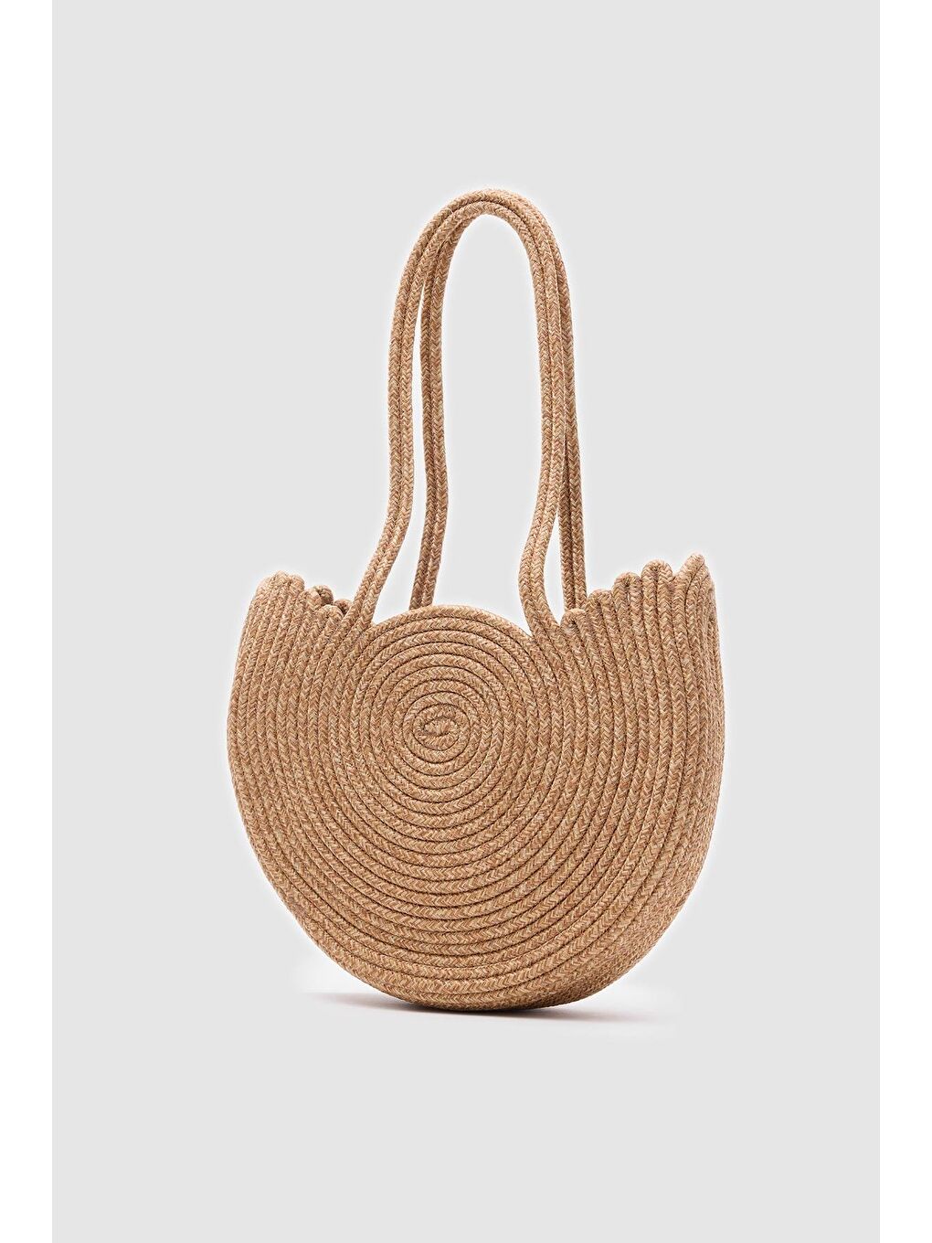 Bej Gusta Medium Hasır Omuz Çantası Vizon-1