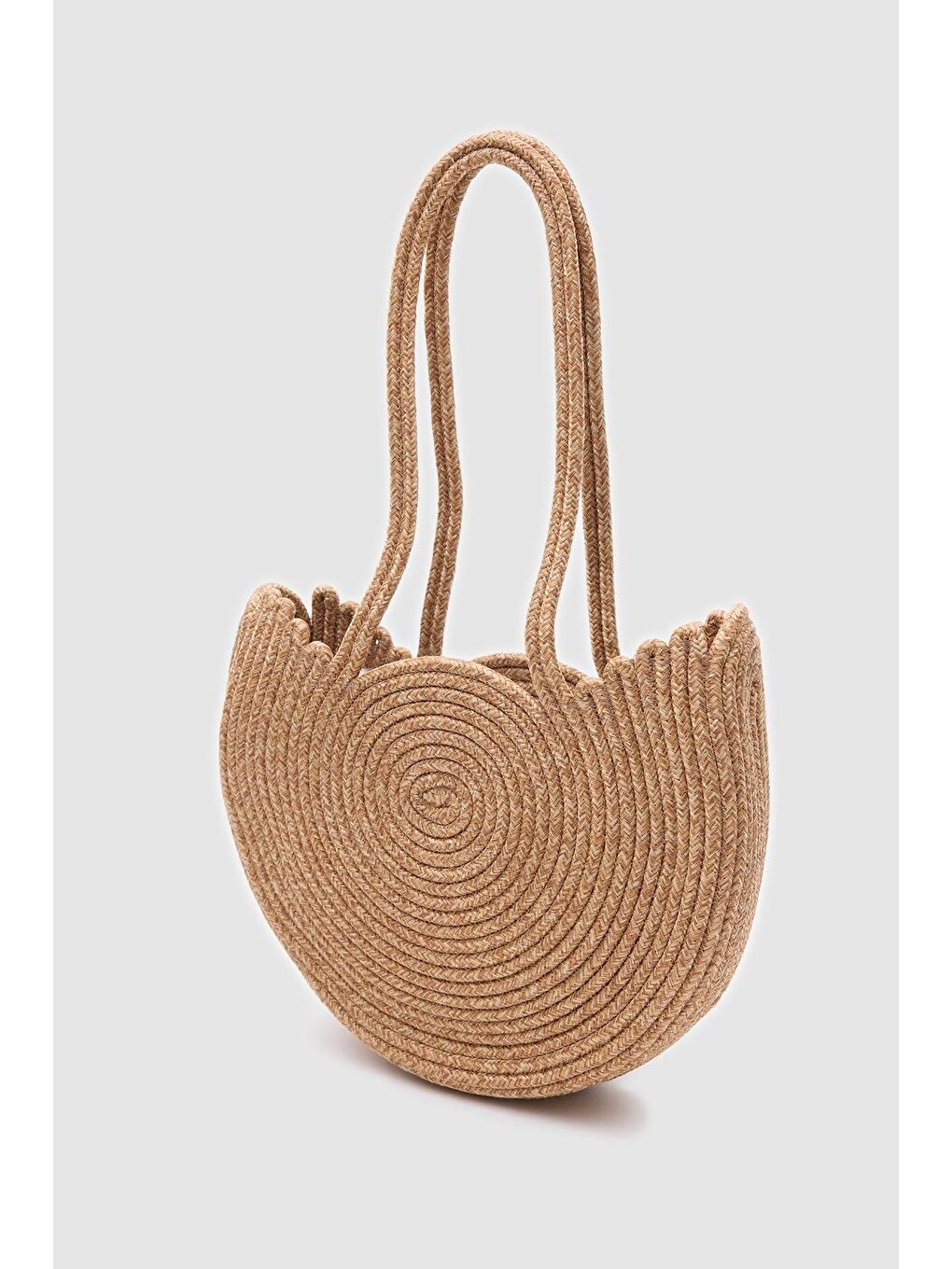 Bej Gusta Medium Hasır Omuz Çantası Vizon-2