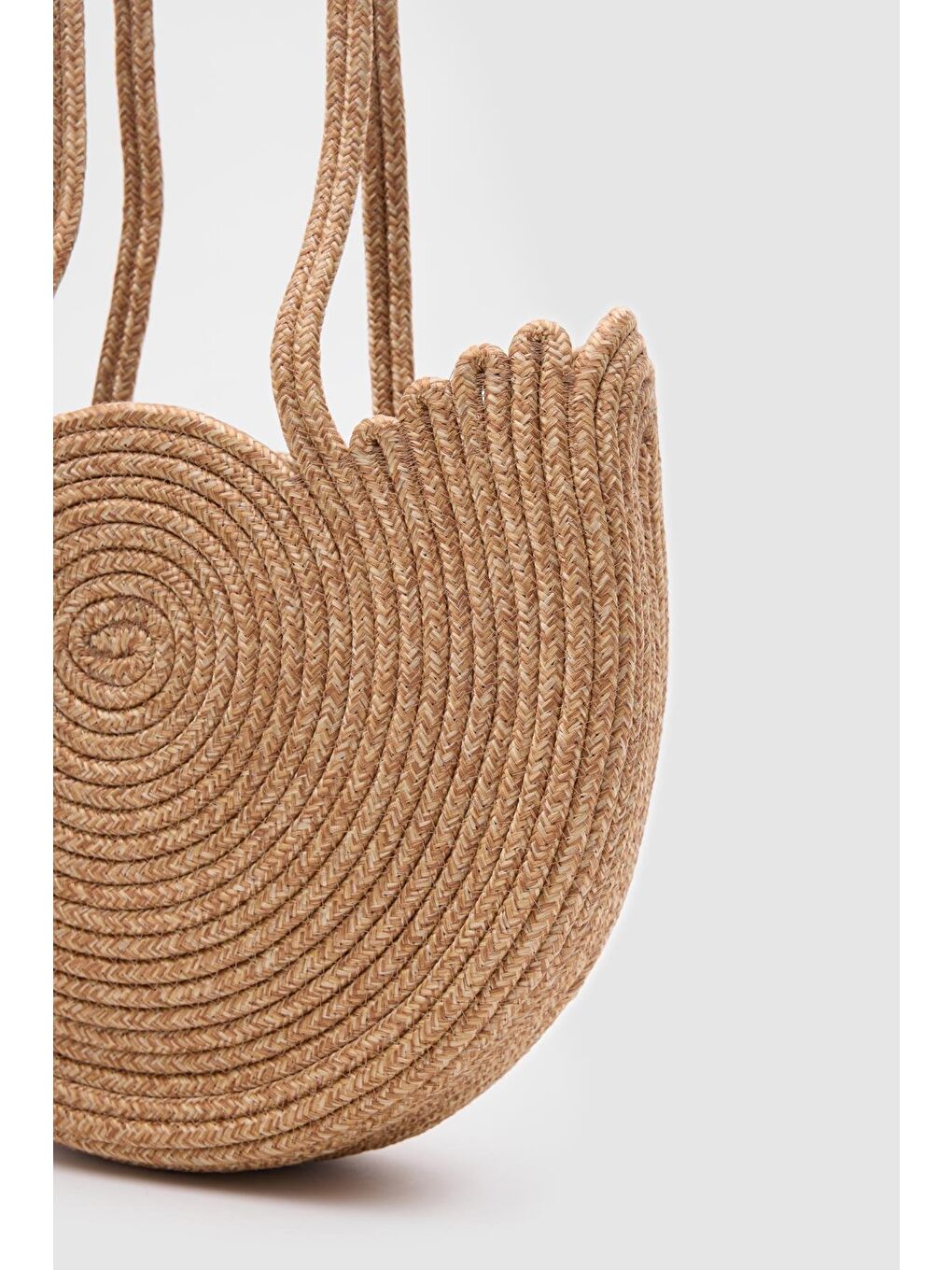 Bej Gusta Medium Hasır Omuz Çantası Vizon-5