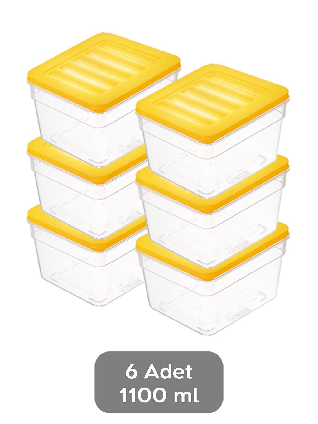 6'lı Derin Buzdolabı Organizer Set 1100 ml Sarı-1