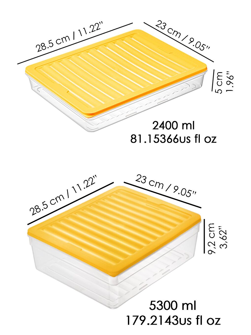 2'li Buzdolabı Organizer Set Düzenleyici Saklama Kabı Derin ve Sığ Mikrodalga Difriz Kabı xL Sarı-2