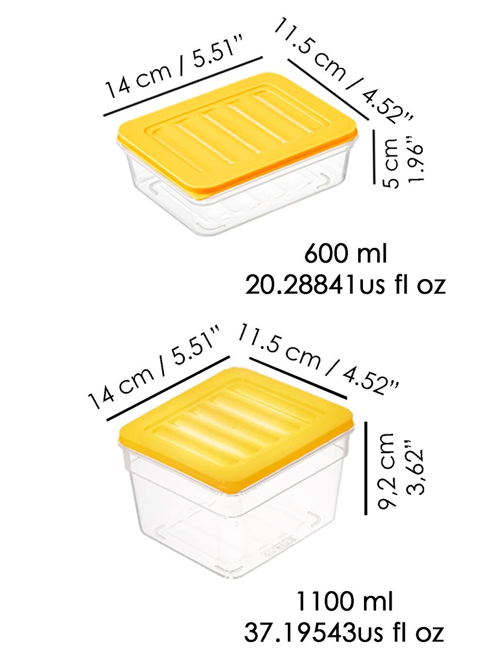 4 lü Buzdolabı Organizer Set Düzenleyici Saklama Kabı Derin ve Sığ Mikrodalga Difriz Kabı S Sarı-2