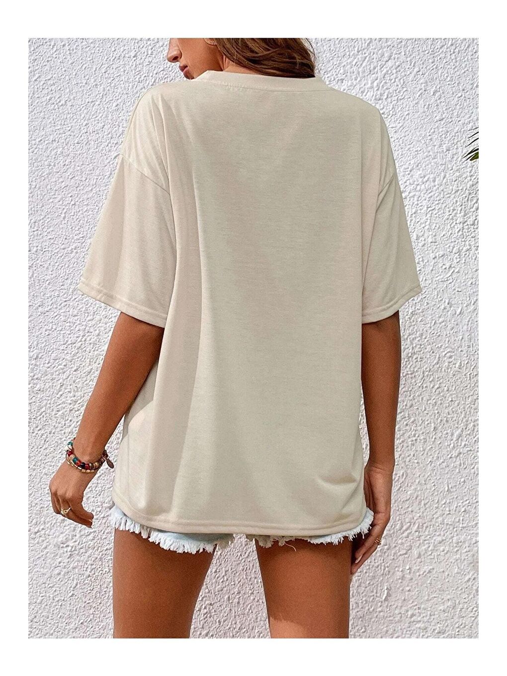 Kadın Bej Arizona Wilderness Baskılı Oversize T-shirt-1