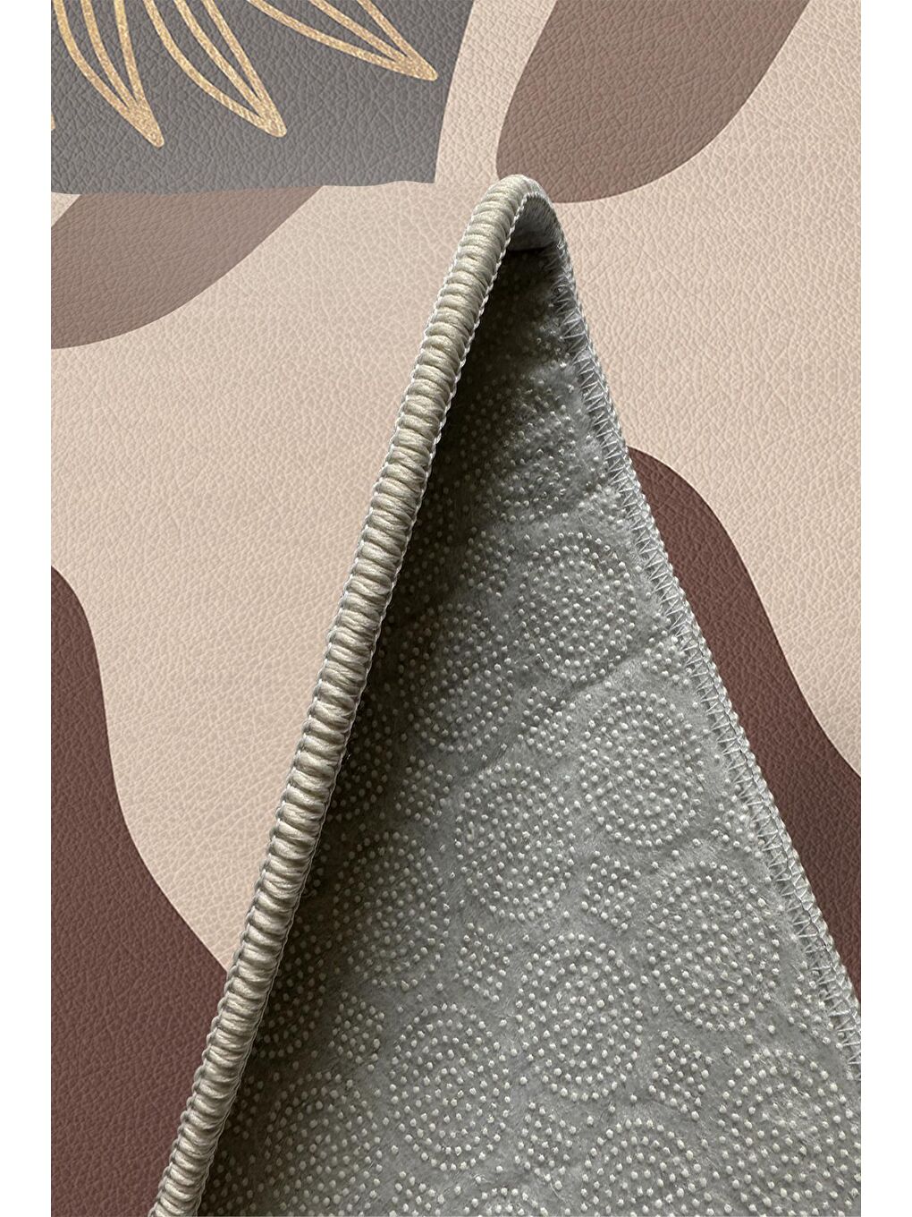 Bej Özel Tasarım, Kaymaz Taban, İnce, Yıkanabilir, Modern Halı WOOKECE1464 160x230-5